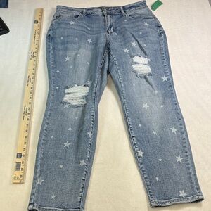 Judy Blue Starry Distressed Light Blue Boyfriend Jeans